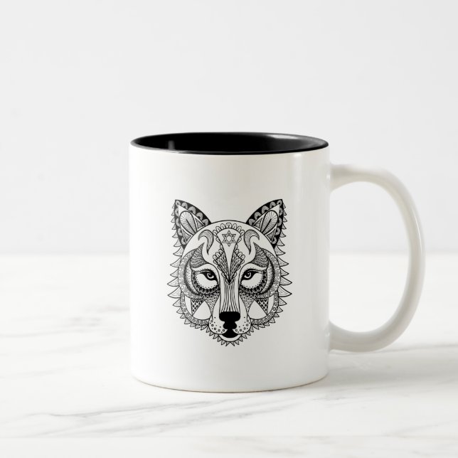 Inspirierter Wolf Zweifarbige Tasse (Rechts)