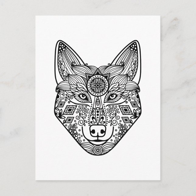 Inspirierter Wolfkopf Postkarte (Vorderseite)