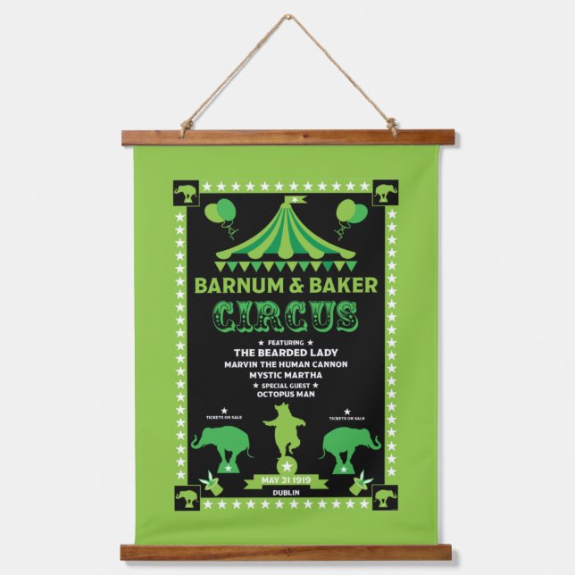 Inspirierter Zirkus Wandteppich Mit Holzrahmen (Vorderseite)
