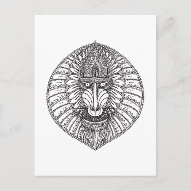 Inspiriertes Baboon-Gesicht Postkarte (Vorderseite)