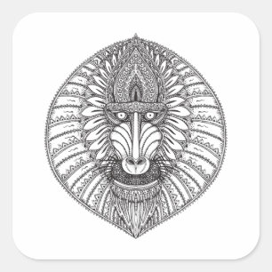 Inspiriertes Baboon-Gesicht Quadratischer Aufkleber