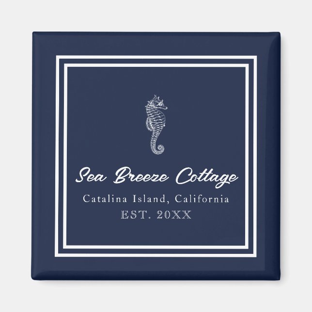 Inspiriertes Blau-Weiß-Seepferd am Meer Magnet (Vorne)