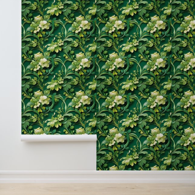 Inspiriertes Design der abnehmbaren grünen Flora Tapete (Anwendung)