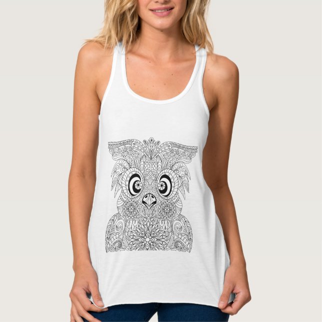 Inspiriertes Eulen-Porträt Tank Top (Vorderseite)