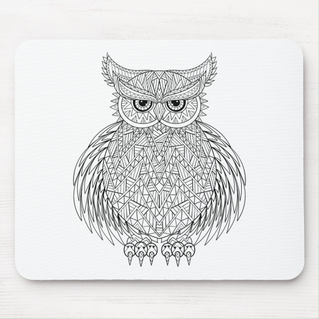 Inspiriertes Eulen-Vogel-Totem Mousepad (Vorne)