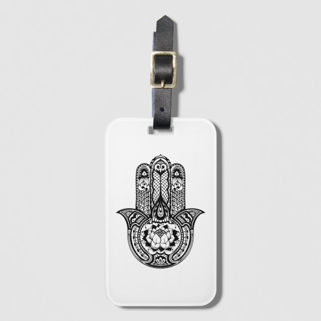 Inspiriertes Hamsa Symbol Gepäckanhänger (Vorderseite Vertikal)