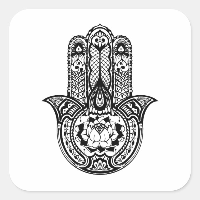 Inspiriertes Hamsa-Symbol Quadratischer Aufkleber (Vorderseite)