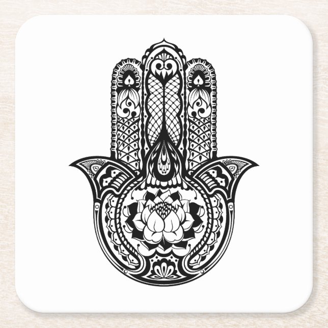 Inspiriertes Hamsa Symbol Rechteckiger Pappuntersetzer (Vorderseite)