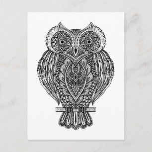Inspiriertes Handgezogenes Verziertes Owl Postkarte