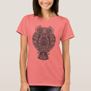 Inspiriertes Handgezogenes Verziertes Owl T-Shirt