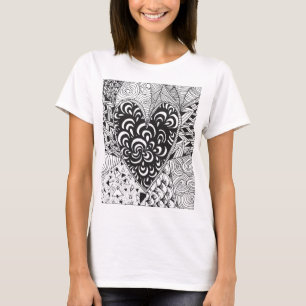 Inspiriertes Herz-Gekritzel T-Shirt