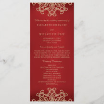 Inspiriertes Hochzeitsprogramm für Rot und Gold