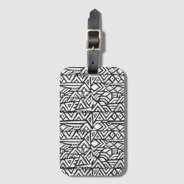 Inspiriertes künstlerisches Stammes- Muster Gepäckanhänger (Vorderseite Vertikal)