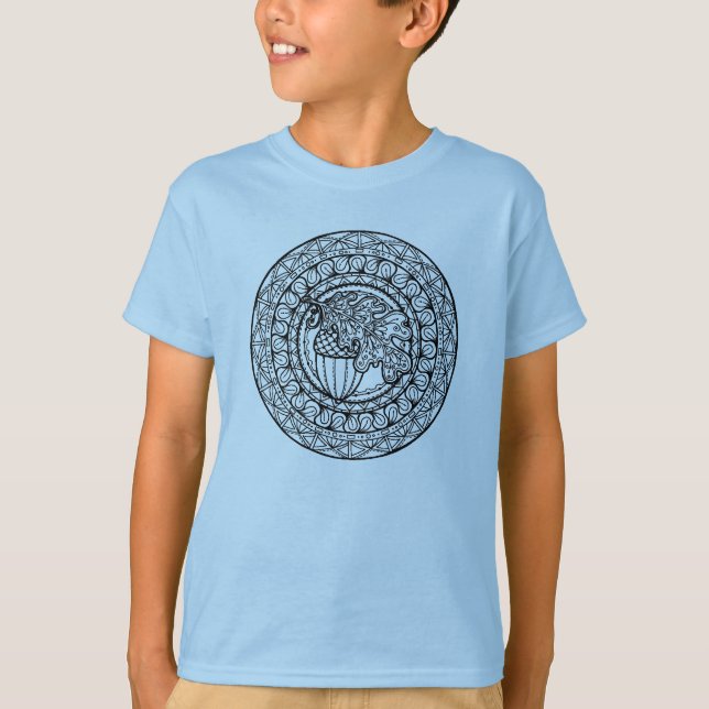Inspiriertes Mandala-Herbst-Eichen-Blatt T-Shirt (Vorderseite)
