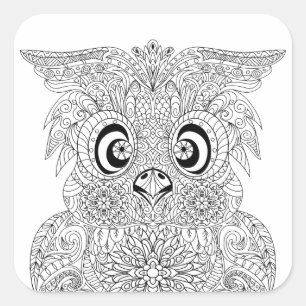 Inspiriertes Owl-Portrait Quadratischer Aufkleber