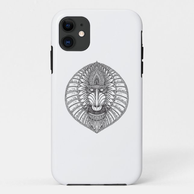 Inspiriertes Pavian-Gesicht Case-Mate iPhone Hülle (Rückseite)