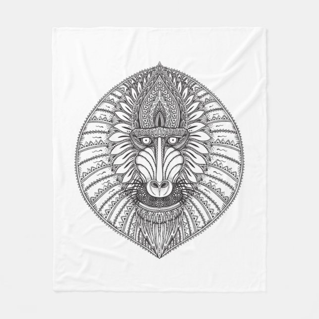 Inspiriertes Pavian-Gesicht Fleecedecke (Vorderseite)