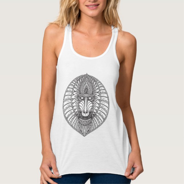 Inspiriertes Pavian-Gesicht Tank Top (Vorderseite)