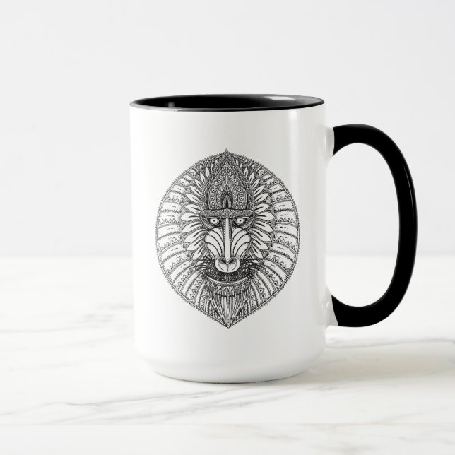 Inspiriertes Pavian-Gesicht Tasse (Rechts)