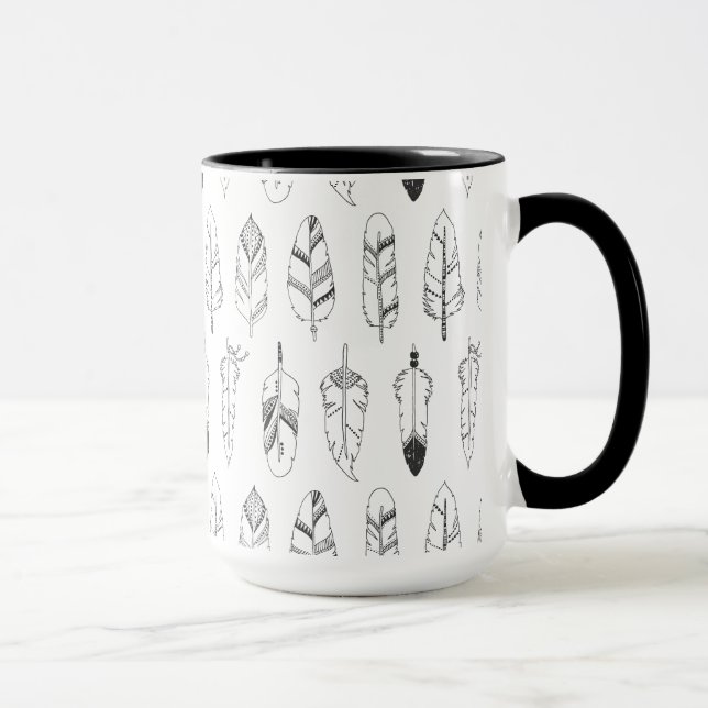 Inspiriertes Retro Feder-Muster Tasse (Rechts)