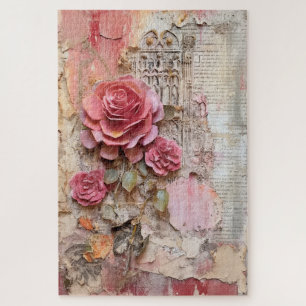 Inspiriertes Rosa Blumengrundierung Puzzle