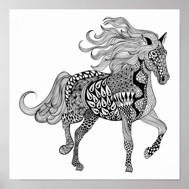 Inspiriertes Schwarzes Pferd 2 Poster (Vorne)