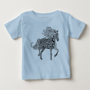 Inspiriertes schwarzes Pferd Baby T-shirt