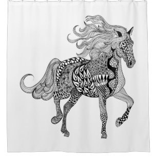 Inspiriertes schwarzes Pferd Duschvorhang
