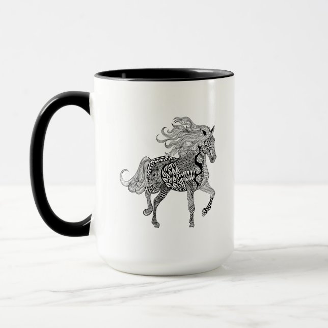 Inspiriertes schwarzes Pferd Tasse (Links)