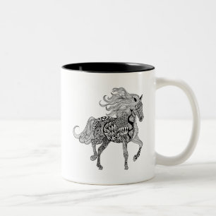 Inspiriertes schwarzes Pferd Zweifarbige Tasse