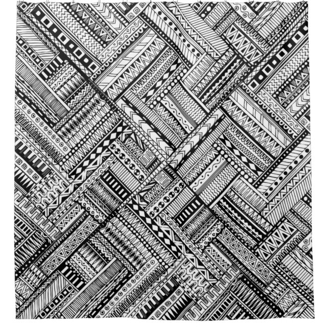 Inspiriertes Stammes- Kunst-Muster Duschvorhang (Vorderseite)