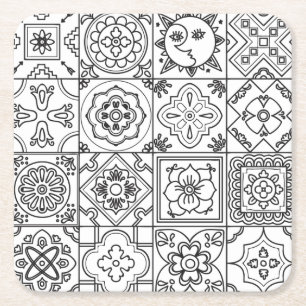 Inspiriertes Talavera-Muster Rechteckiger Pappuntersetzer