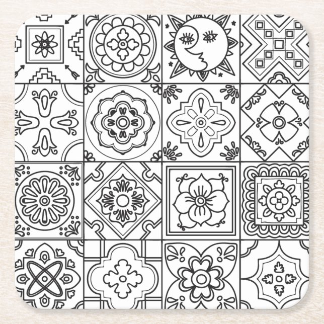 Inspiriertes Talavera-Muster Rechteckiger Pappuntersetzer (Vorderseite)