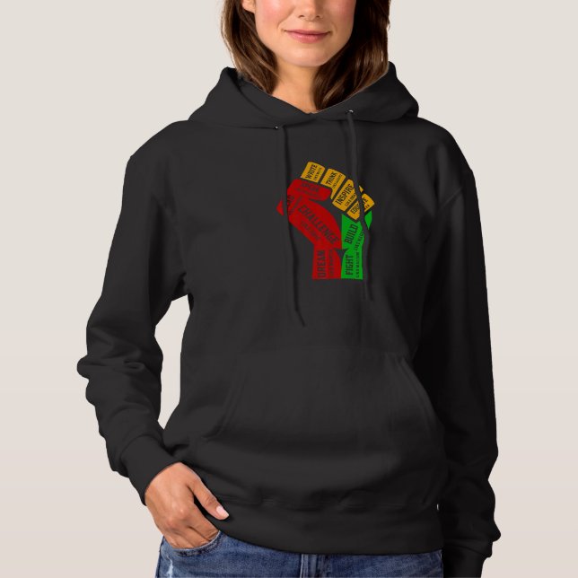 Inspiring Black Leaders Power Fist Hand Black Hist Hoodie (Vorderseite)