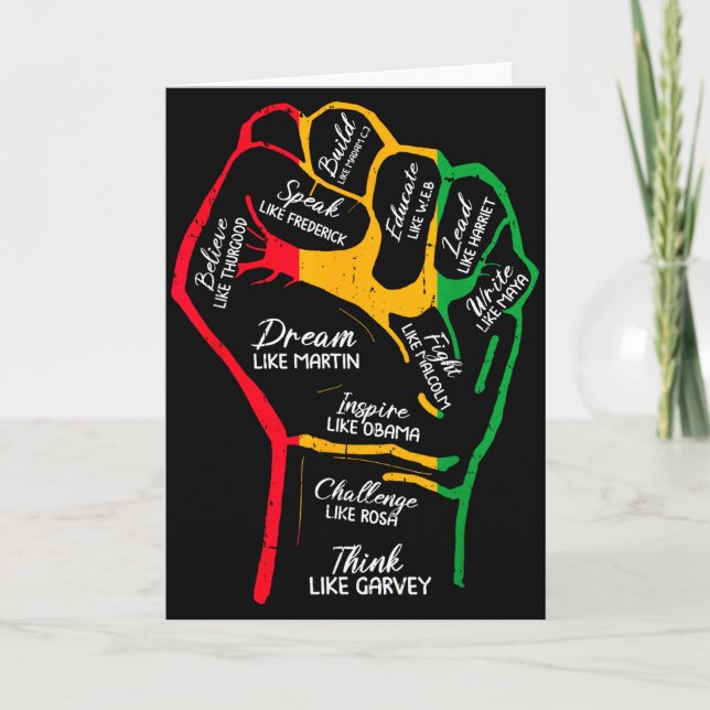 Inspiring Black Leaders Power Fist Hand Black Hist Karte (Vorderseite)