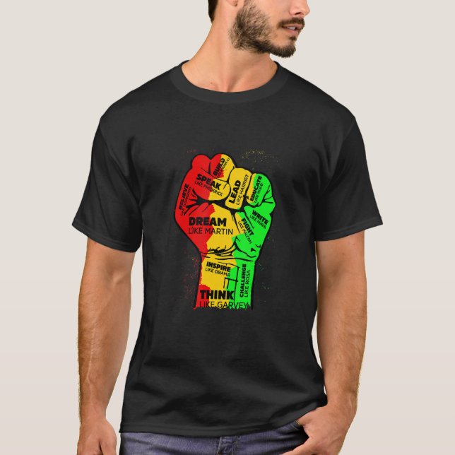 Inspiring Black Leaders Power Fist Hand Black Hist T-Shirt (Vorderseite)