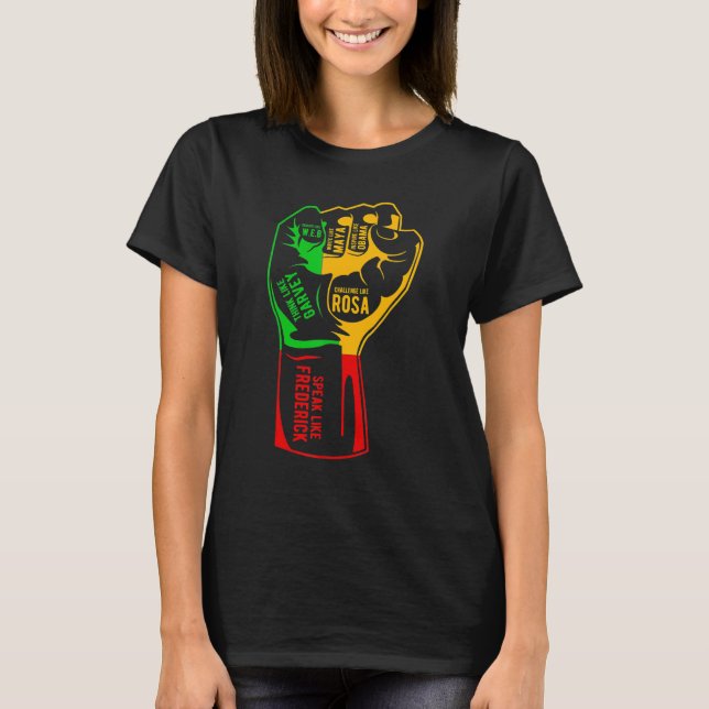Inspiring Black Leaders Power Fist Hand Black Hist T-Shirt (Vorderseite)