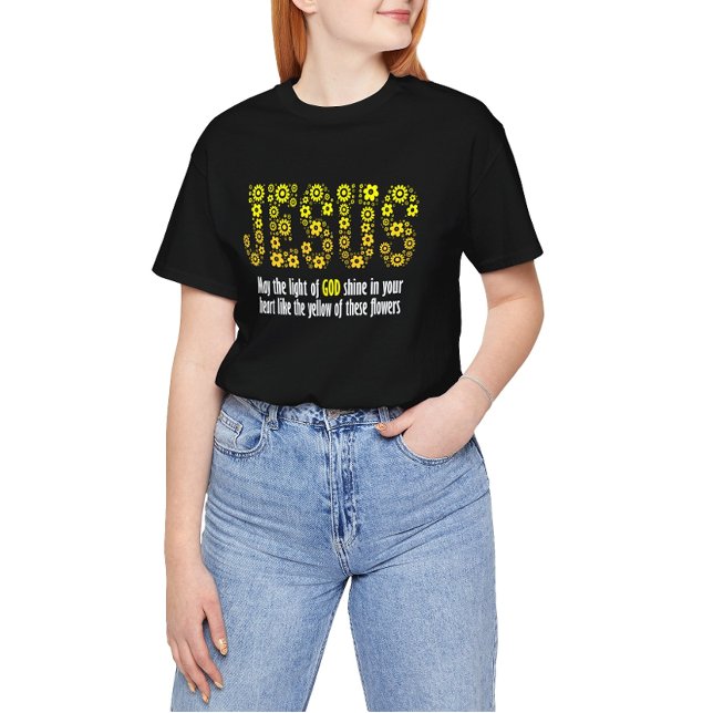 Inspiring Jesus with yellow flowers: Let God's lig T-Shirt (Von Creator hochgeladen)