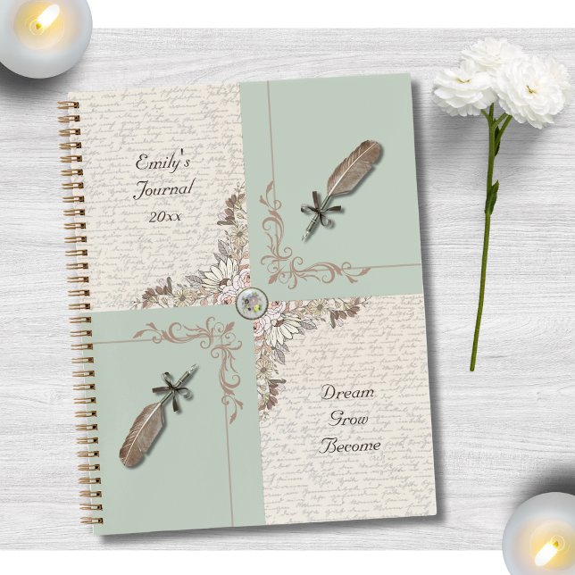 Inspiring Soft Sage Green Vintage Manuscript Notizbuch (Provides an ideal, soothing canvas for writing, goal-setting, sketching, or mindful journaling)