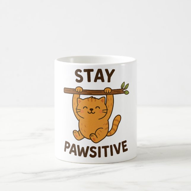  Inspiring "Stay pawsitive" Quote Print Kaffeetasse (Mittel)