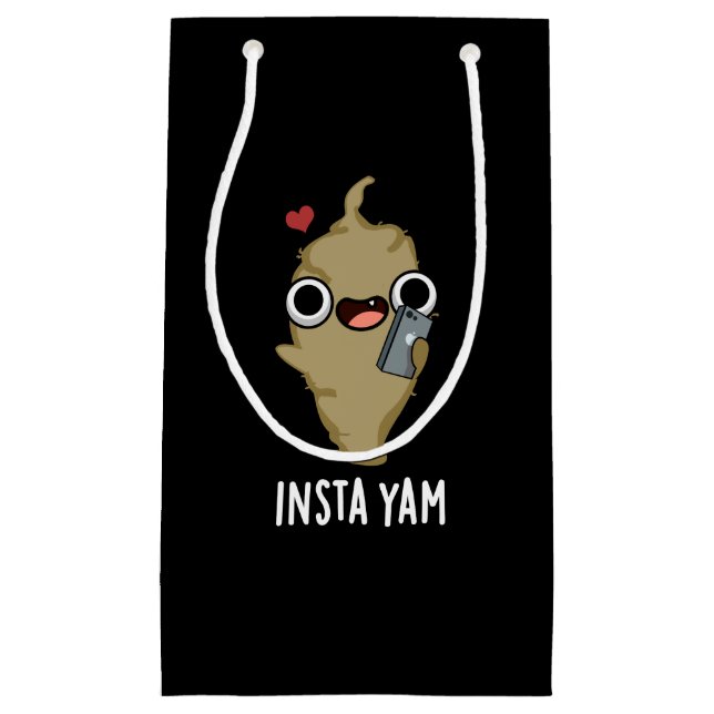 Insta-yam Funny Social Media Veggie Pun Dark BG Kleine Geschenktüte (Vorderseite)