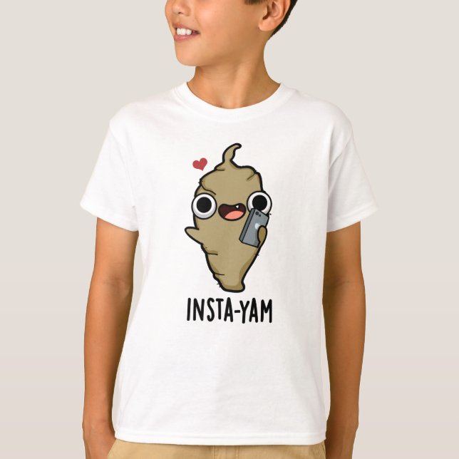 Insta-yam Funny Social Media Veggie Pun T-Shirt (Vorderseite)