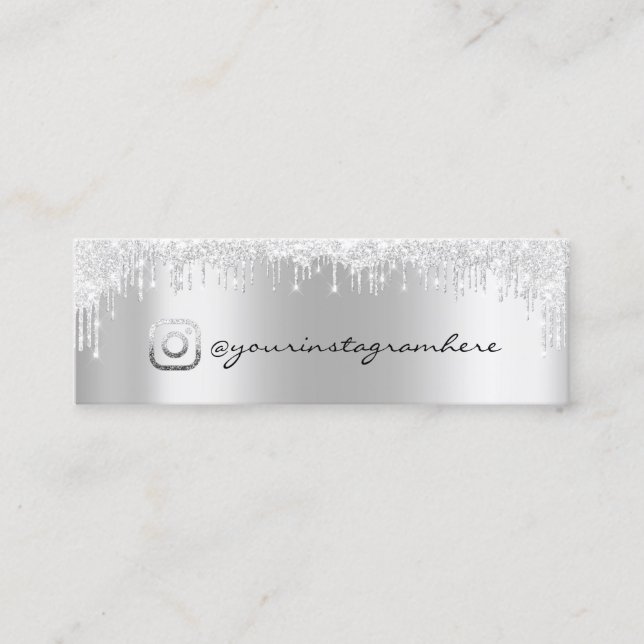 Instagra Social Media-Logo Silver UAWG Gray Tropfe Mini Visitenkarte (Vorderseite)