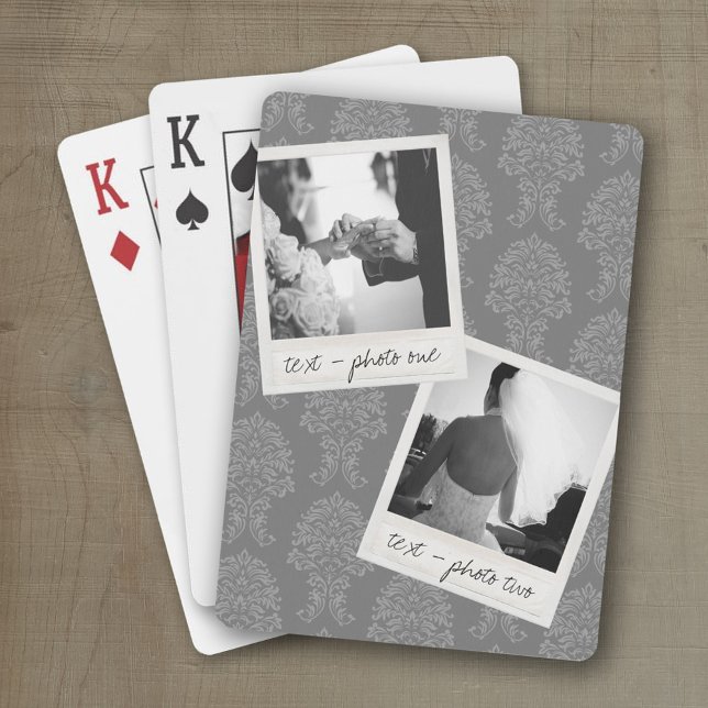 Instagram 2 Fotos für Hochzeiten Retro-Rahmen Spielkarten (Wedding and Anniversary Playing Cards - Personalize with your photo and information)