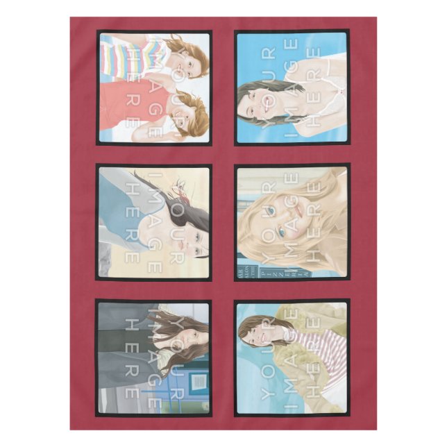 Instagram 6-Foto rote kundenspezifische Tischdecke (Vorderseite)