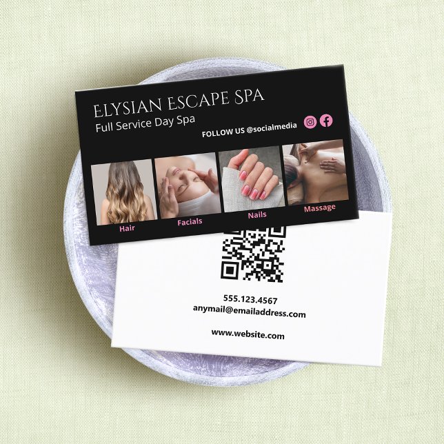 Instagram Black Foto Social Media QR-Code Visitenkarte (Instagram social media networking 4 photo  business card with QR Code)