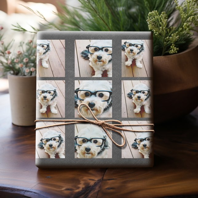 Instagram Collage mit 6 Fotos auf Chalkboard Geschenkpapier (Personalized Photo Wrapping Paper)