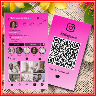 Instagram Cute Pink Ombre QR-Code Social Media Visitenkarte