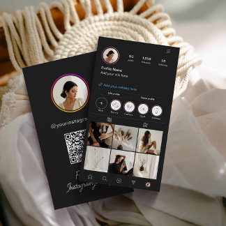 Instagram Dark Theme QR Code 7 Foto Social Media Visitenkarte