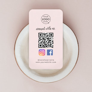 Instagram Facebook QR-Code   Pink Social Media Visitenkarte
